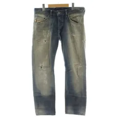 ディーゼル DIESEL デニム ジーンズ 31 インディゴブルー ダメージ加工 ウォッシュ加工 ストレートシルエット /DU ■ECC002