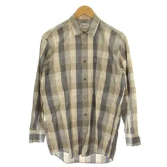 バーバリーズ Burberrys シャツ 麻 リネン M 茶 ブラウン 青 ブルー チェック柄 長袖 /GP ■ECC002