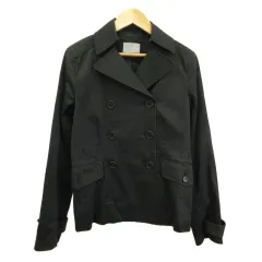 セオリーリュクス theory luxe コート 40 黒 ブラック ダブルブレスト 長袖 無地 ショート丈 /GR ■GY99