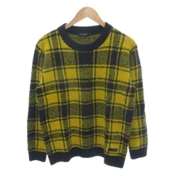 ブラックレーベル BLACK LABEL ニット セーター ウール M 黄色 イエロー チェック柄 クルーネック /HW ■ECD001