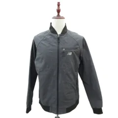 ニューバランス NEW BALANCE ブルゾンジャケット 上着 ミドル丈 M グレー スタンドカラー ロゴプリント /SM36 ■ECE003