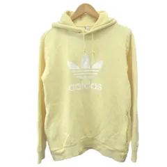 アディダス adidas パーカー フーディ S パステルイエロー プルオーバー トレーナー フード付き ロゴプリント 長袖 /GR ■ECB002