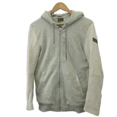 ディーゼル DIESEL パーカー フーディ 上着 XS グレー 内側プリント フード付き 長袖 異素材切り替え ジップアップ /GR ■ECB002