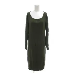 ダイアグラム Diagram ニットワンピース 切替 チェック柄 長袖 ロング丈 36 緑 グリーン 茶 ブラウン /YJ ■ECE003