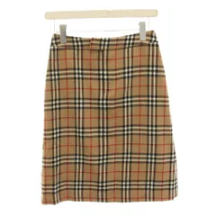 バーバリーズブルーレーベル Burberry's BLUE LABEL 台形スカート ひざ丈 ウール ノバチェック 36 ベージュ 黒 赤 FXF96-851 /YM ■ECE003