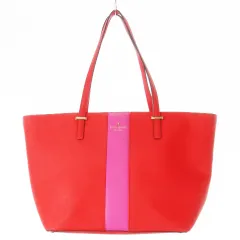 ケイトスペード KATE SPADE トートバッグ PVC レザー 革 ビッグサイズ ストライプ ロゴ 赤 レッド /CK14 ■GY18