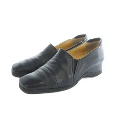 銀座かねまつ GINZA Kanematsu パンプス レザー スクエアトゥ ロゴ 23cm 黒 ブラック ■GY13 /MQ