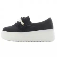 イーボル EVOL フラットシューズ スリッポン フリル パール M 黒