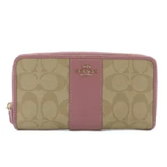 コーチ COACH 長財布 PVC レザー ラウンドファスナー ロゴ ゴールド金具 ベージュ ピンク 54630 /XZ ■GY11