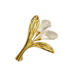 スワロフスキー SWAROVSKI ブローチ ピンブローチ クリア クリスタル 花 フラワー ゴールドカラー /KW ■GY11