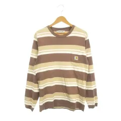カーハート carhartt ロンT 長袖Tシャツ ボーダー柄 ポケット 茶 ブラウン /AH16 ■GY99