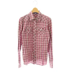 バーバリーブルーレーベル BURBERRY BLUE LABEL ウエスタンシャツ ブラウス 長袖 レギュラーカラー チェック柄 ロゴ 刺繍 38 ピンク /BB ■GY17