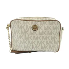 マイケルコース MICHAEL KORS ショルダーバッグ 斜めがけ レザー PVC ロゴ 総柄 アイボリー 茶 ブラウン ■GY18 /MQ