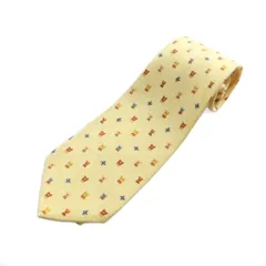 ブルガリ BVLGARI ネクタイ レギュラータイ ロゴ 総柄 絹 シルク 黄 イエロー ■GY18 /MQ