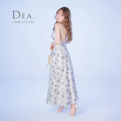 DEA. by ROBE de FLEURS ディアバイローブドフルール ロングドレス DE4644［バックオープンフラワーサテンフレアロングキャバドレス] Blue