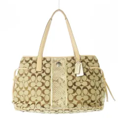 コーチ COACH トートバッグ キャンバス レザー 革 シグネチャー 切替 パイソン ロゴ 茶 ブラウン F27363 /CK5 ■GY18