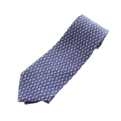 ブルガリ BVLGARI ネクタイ レギュラータイ ロゴ 総柄 絹 シルク 紺 ネイビー ■GY18 /MQ