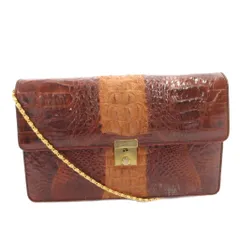 ノーブランド ショルダーバッグ クロスボディ クロコレザー 茶 ブラウン /FF ■GY18