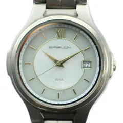 セイコー SEIKO ALBA アルバ V145-0D70 イプシロン 腕時計 ウォッチ ソーラー カレンダー付き シルバー色 ■GY11 /MQ