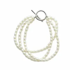 ノーブランド品 ブレスレット アクセサリー 淡水パール 真珠 3連 Silver925 マンテル 白 ホワイト ■GY18 /MQ