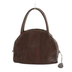 イビサ IBIZA ハンドバッグ ミニボストン 編込み 切替 レザー ロゴ 茶 ブラウン ■GY11 /MQ