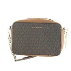 マイケルコース MICHAEL KORS ショルダーバッグ 斜めがけ PVC レザー ロゴ 総柄 茶 ブラウン ■GY18 /MQ