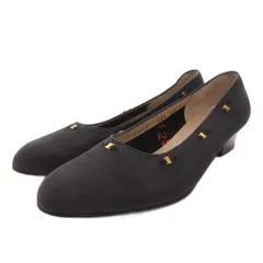 サルヴァトーレフェラガモ Salvatore Ferragamo パンプス ヴァラリボン スエード 6.5 黒 ブラック /FF ■GY47