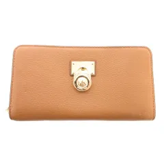 マイケルコース MICHAEL KORS タグ付き 長財布 ラウンドファスナー 小銭入れあり MKロゴ レザー 茶 ブラウン /YJ ■GY18