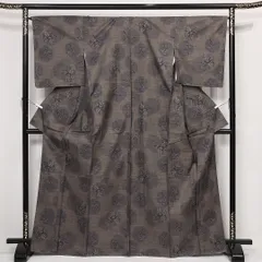 紬（村山大島紬） 袷 身丈166cm 裄丈65cm 正絹 Sランク XLサイズ 広衿 インフォーマル 花柄 紫の混ざった茶系 HP 1223-13244