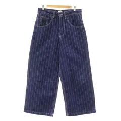 ブレスユー BLESS U BU stripe denim ワイドデニムパンツ ジーンズ ジップフライ ストライプ柄 M 紺 ネイビー BU0088 /KU ■GY19