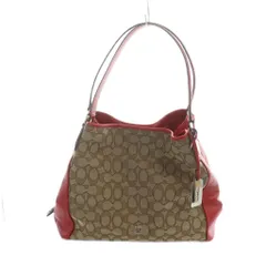 コーチ COACH 36466 シグネチャー イーディ ハンドバッグ トート ロゴ キャンバス レザー 茶 ブラウン 赤 レッド ■GY18 /MQ