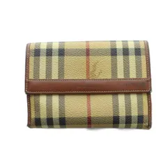 バーバリー ロンドン BURBERRY LONDON 二つ折り財布 ウォレット ノバチェック柄 ロゴ PVC レザー 茶 ブラウン ■GY11 /MQ