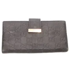 グッチ GUCCI 二つ折り 長財布 レザー 本革 黒 ブラック GGロゴ 型押し 総柄 212096・478442 /JS ■GY11