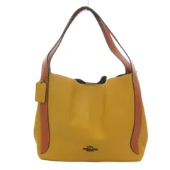 コーチ COACH 美品 ハドリー ホーボー ショルダーバッグ 肩掛け カラーブロック ペブル レザー イエロー ブラウン系 76088 /UO ■GY18