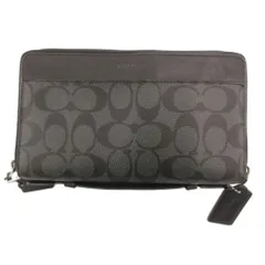 コーチ COACH F66562 トラベルオーガナイザー セカンドバッグ クラッチバッグ ウォレット 長財布 シグネチャー 黒 ブラック グレー /JS ■GY11