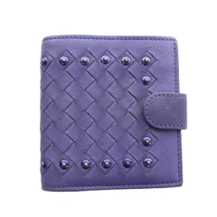 ボッテガヴェネタ BOTTEGA VENETA 二つ折り財布 ウォレット イントレチャート ロゴ レザー 紫 ■GY18 /MQ