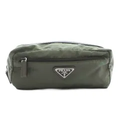 プラダ PRADA ポーチ 化粧ポーチ ナイロン トライアングルロゴ カーキ /XZ ■OH ■GY17