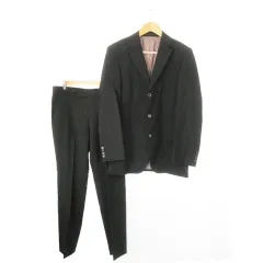 ヒューゴボス HUGO BOSS シングルスーツ セットアップ 2点セット テーラードジャケット 総裏地 パンツ スラックス 46 S 黒 ブラック /AO7 ■GY11