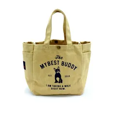 [ＭＯＮＯ　ＲＡＮＣＨ] お散歩バッグ【可愛い 犬柄プリント】 綿100％《軽量/ペットボトルホルダー/ポケット/収納》キャンバストート 手提げ 手持ち 散歩 多機能 犬 犬用 ペット トート トートバッグ キャンバストート 小さめ お散歩 バッグ ミニ  1