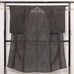 アンティーク 夏物 麻の紬 夏物 身丈147cm 裄丈63cm 麻 洗える着物 Cランク バチ衿 XSサイズ 素朴 落ち着き グレー系 M4 1223-13343
