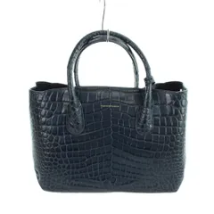レザージュエルズ LEATHER JEWELS ハンドバッグ トート レザー クロコ型押し ロゴ 紺 ネイビー ■GY18 /MQ