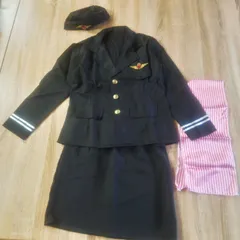 CA風 コスプレ衣装 4点セット 制服風 ジャケット スカート 帽子 スカーフ 未使用 美品