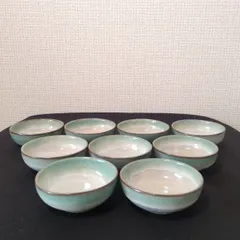 【9枚セット】小石原焼 青磁 小鉢 まとめ売り 伝統工芸 銘入り 副菜皿 飲食店にものサムネイル