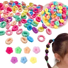 新品 YINKE 子供ヘアゴム 100本入り 大容量 痛くないパイル素材 かわいいカラフルデザイン 女の子用 ベビーも ヘアアクセサリー