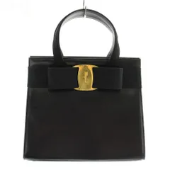サルヴァトーレフェラガモ Salvatore Ferragamo ヴァラリボン ハンドバッグ レザー ゴールド金具 ロゴ 黒 ブラック /XZ ■GY18