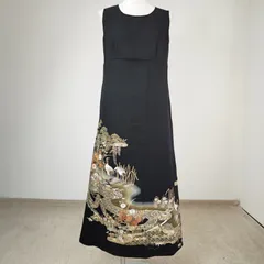 zunezune 留袖ドレス ノースリーブ スカート裏付 着物リメイクワンピース 庭に鶴