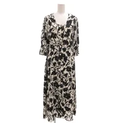 スナイデル SNIDEL ロングワンピース 0 黒 ブラック 花柄 長袖 スクエアネック /KR ■GY06