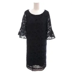 ダイアグラム Diagram ワンピース フレアスリーブ 総レース 花柄 七分袖 36 紺 ネイビー /YJ ■GY06