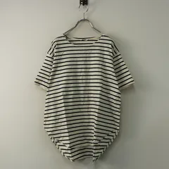 美品 ツムグ tumugu スープレコットン天竺裾ラウンドTシャツ＼アイボリーxブラック カットソー ボーダー【2400014851724】のサムネイル