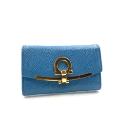 ■良品■Salvatore Ferragamo サルヴァトーレフェラガモ　ガンチーノクリップ　キーケース　6連(うち1つ欠品) サフィアーノレザー　本革　ライトブルー　ゴールド金具　キーリング　ガンチーニ　イタリア製のサムネイル